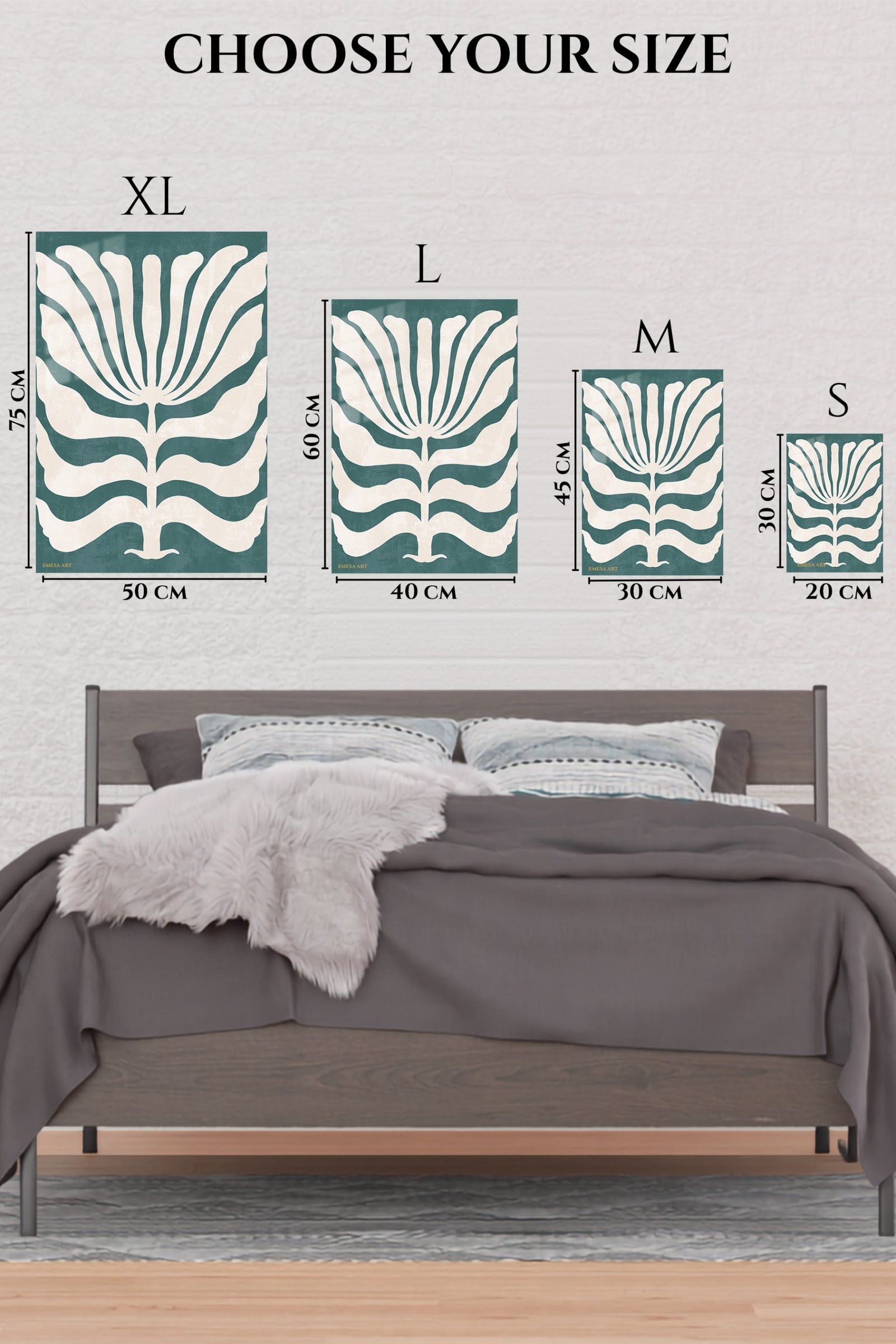 Teal Botanical Silhouette metal wall art print, view 6