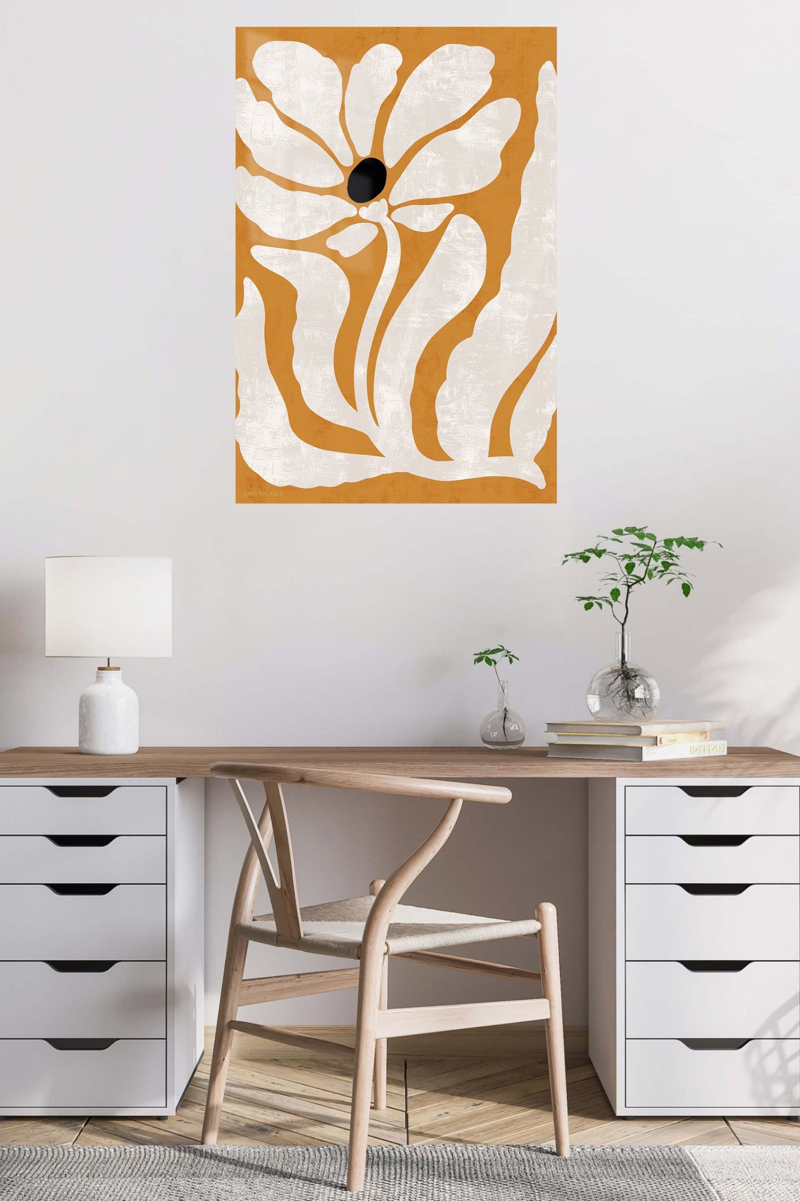 Ochre Botanical Silhouette metal wall art print, view 5
