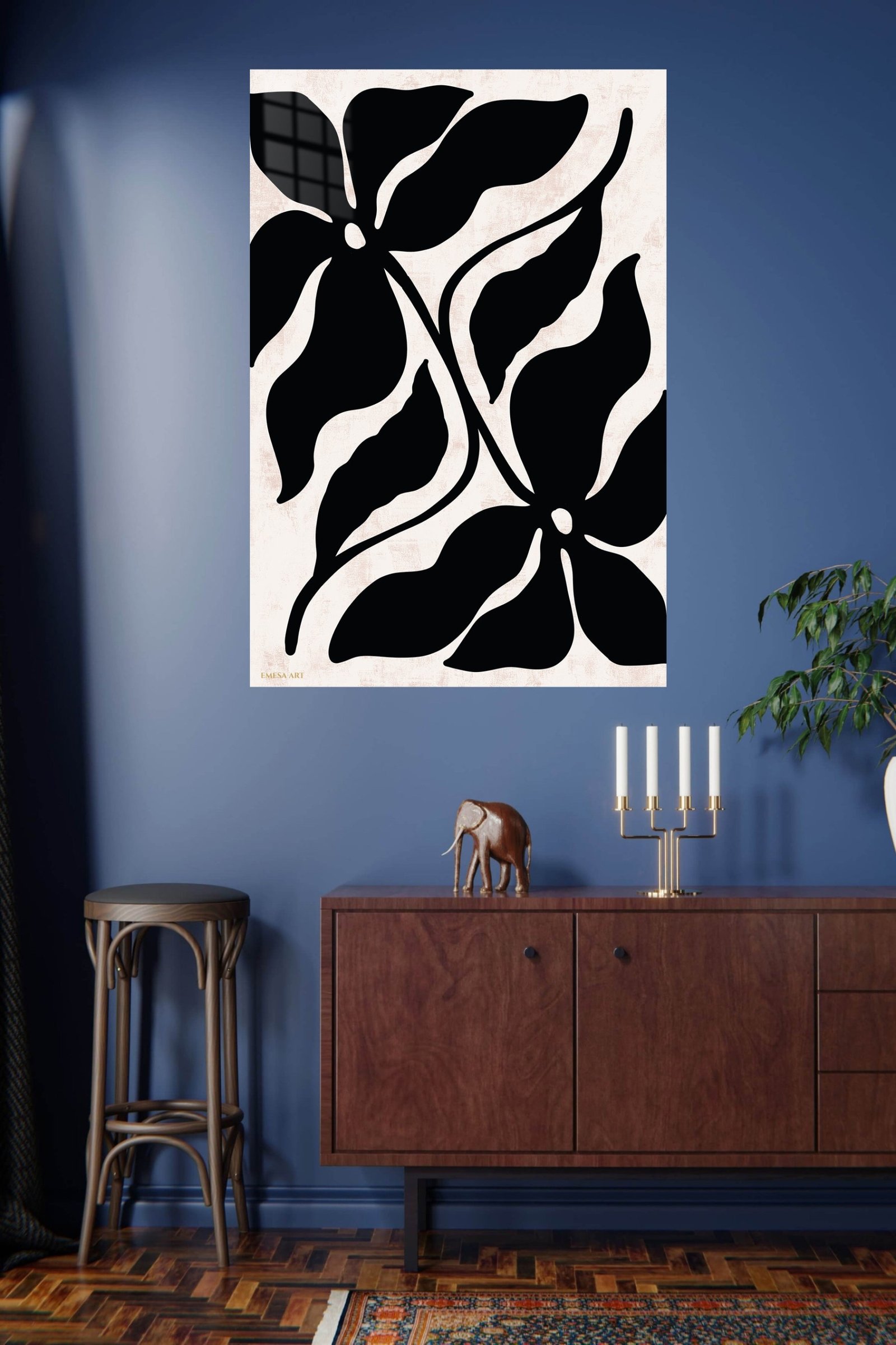Midnight Botanical Silhouettes metal wall art print, view 4