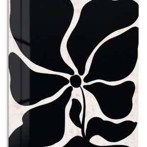 Black Organic Flower on Blush metal wall art print