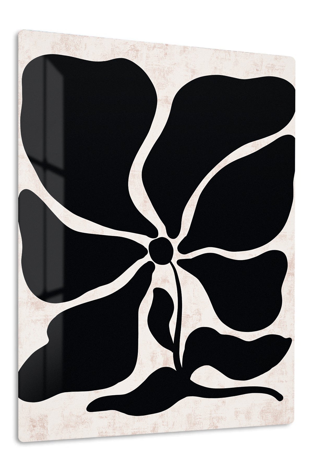 Black Organic Flower on Blush metal wall art print