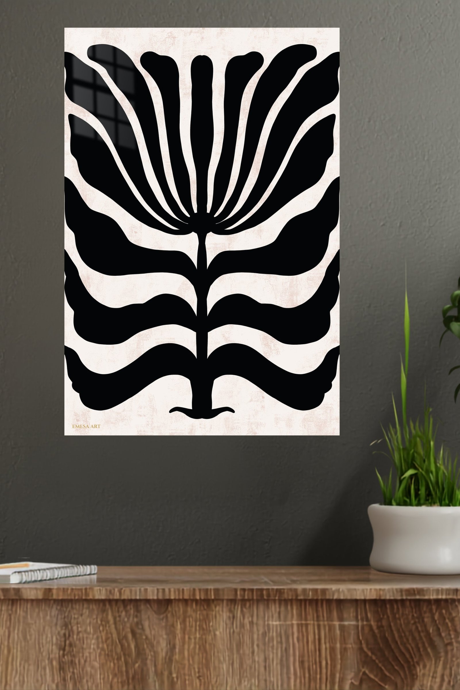 Bold Black Botanical Silhouette metal wall art print, view 4