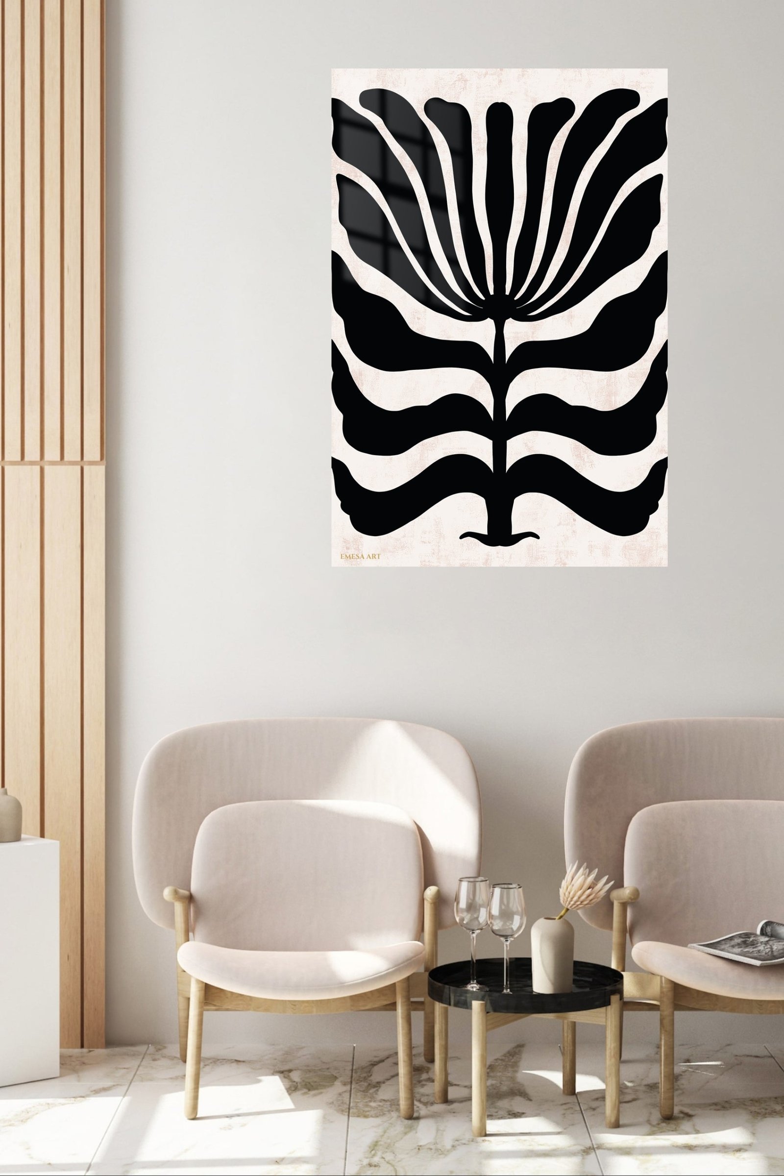 Bold Black Botanical Silhouette metal wall art print, view 5