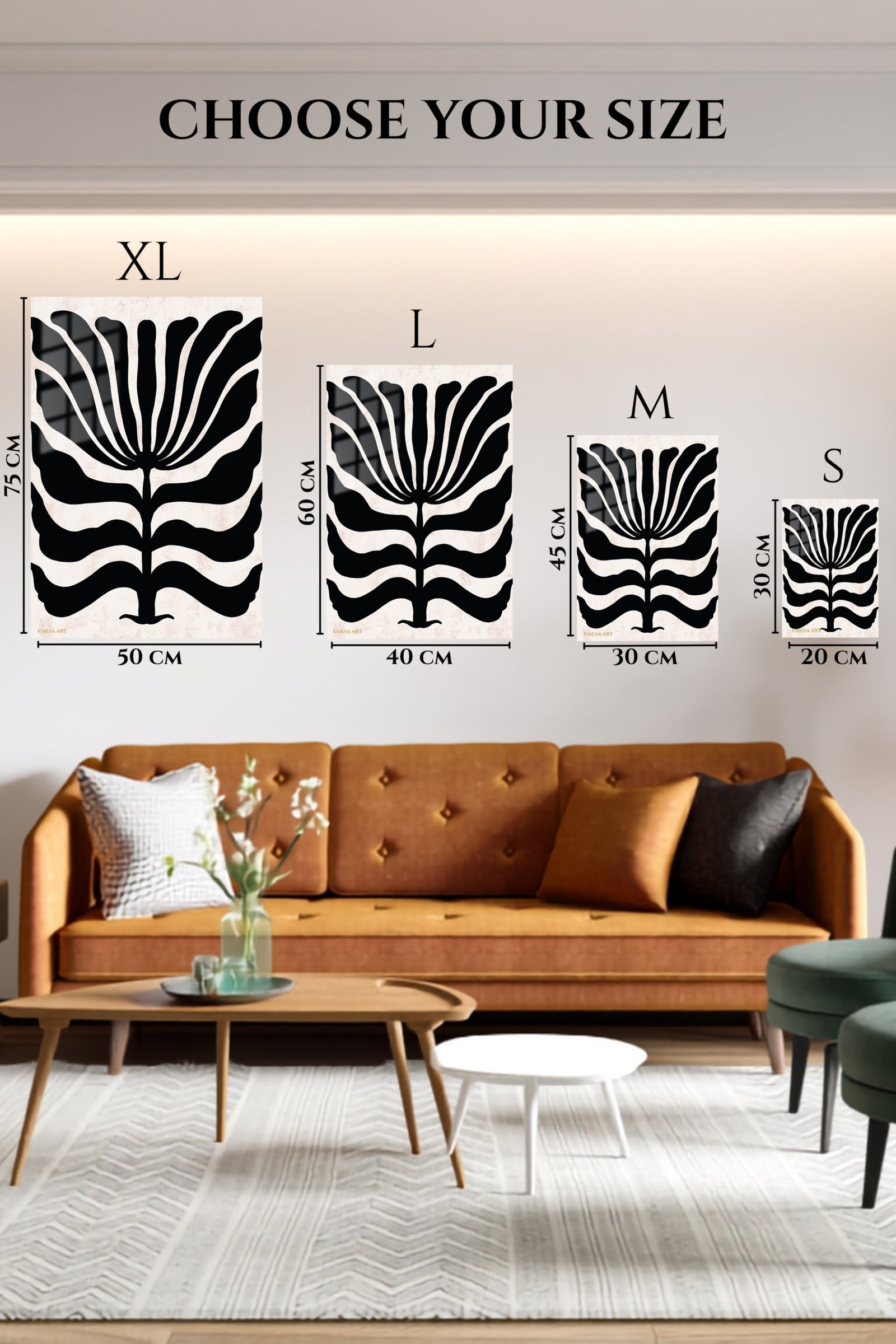 Bold Black Botanical Silhouette metal wall art print, view 6