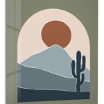 Desert Sun and Cactus metal wall art print