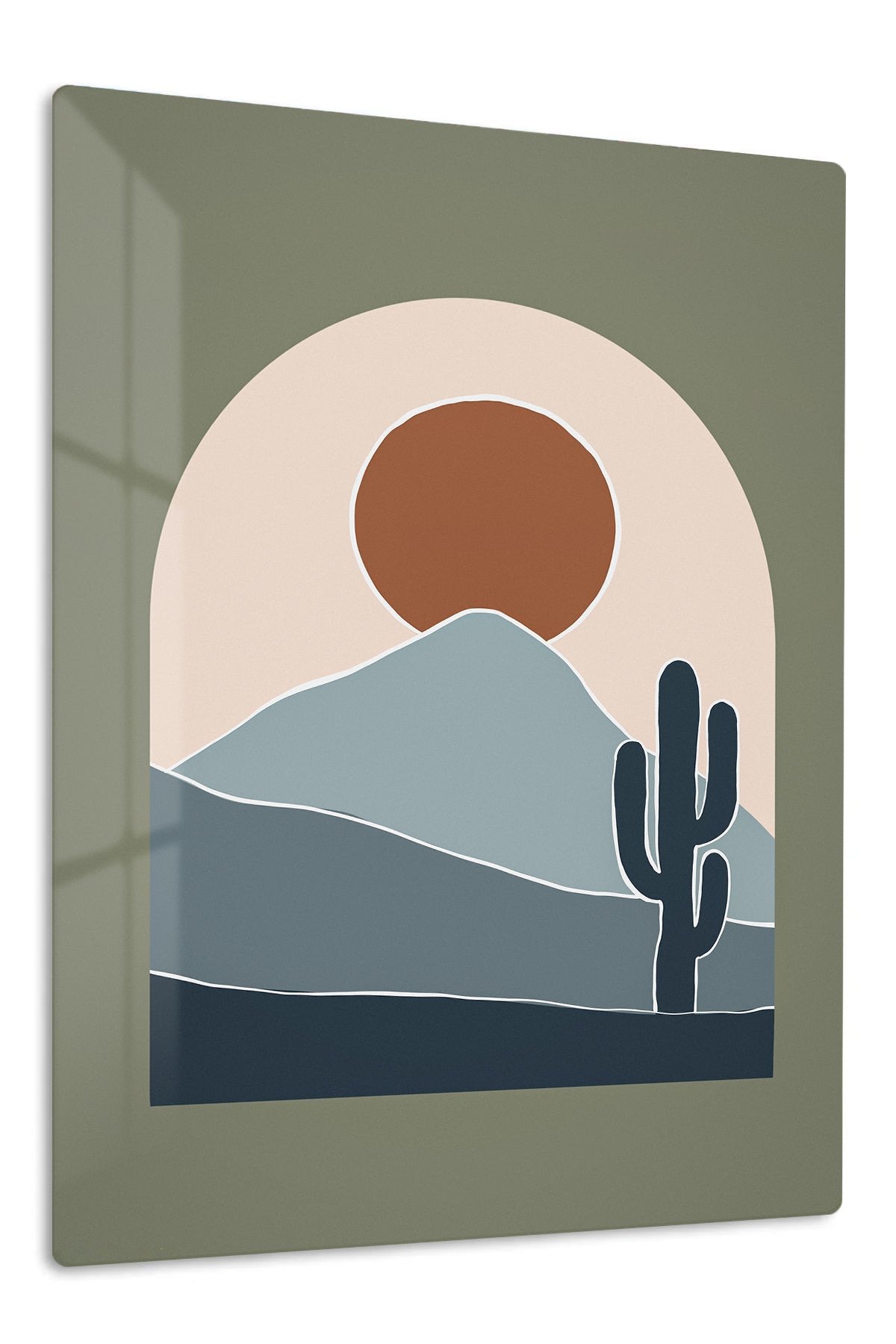 Desert Sun and Cactus metal wall art print