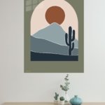 Desert Sun and Cactus metal wall art print, view 4