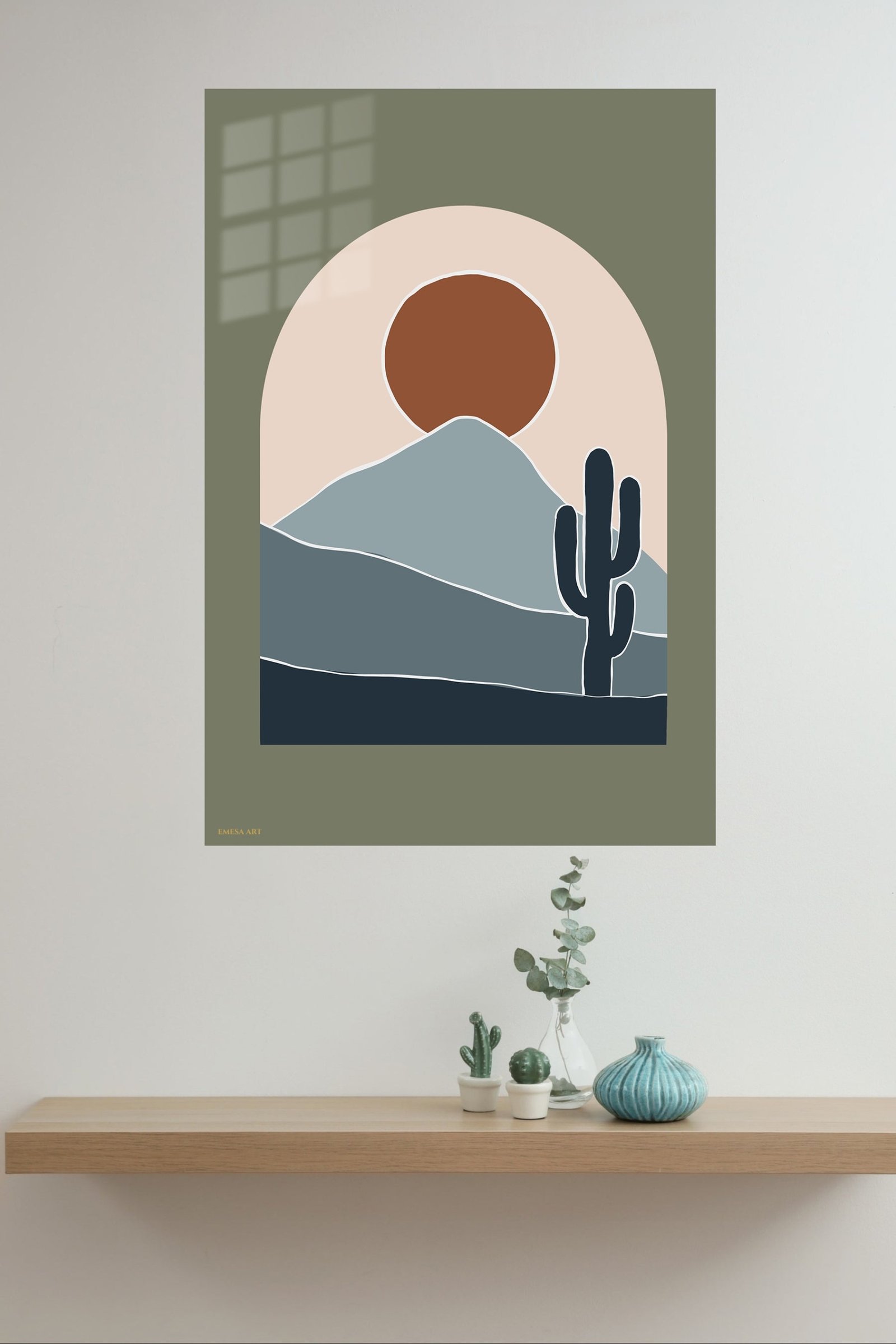 Desert Sun and Cactus metal wall art print, view 4