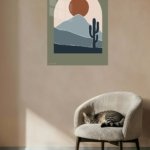 Desert Sun and Cactus metal wall art print, view 5