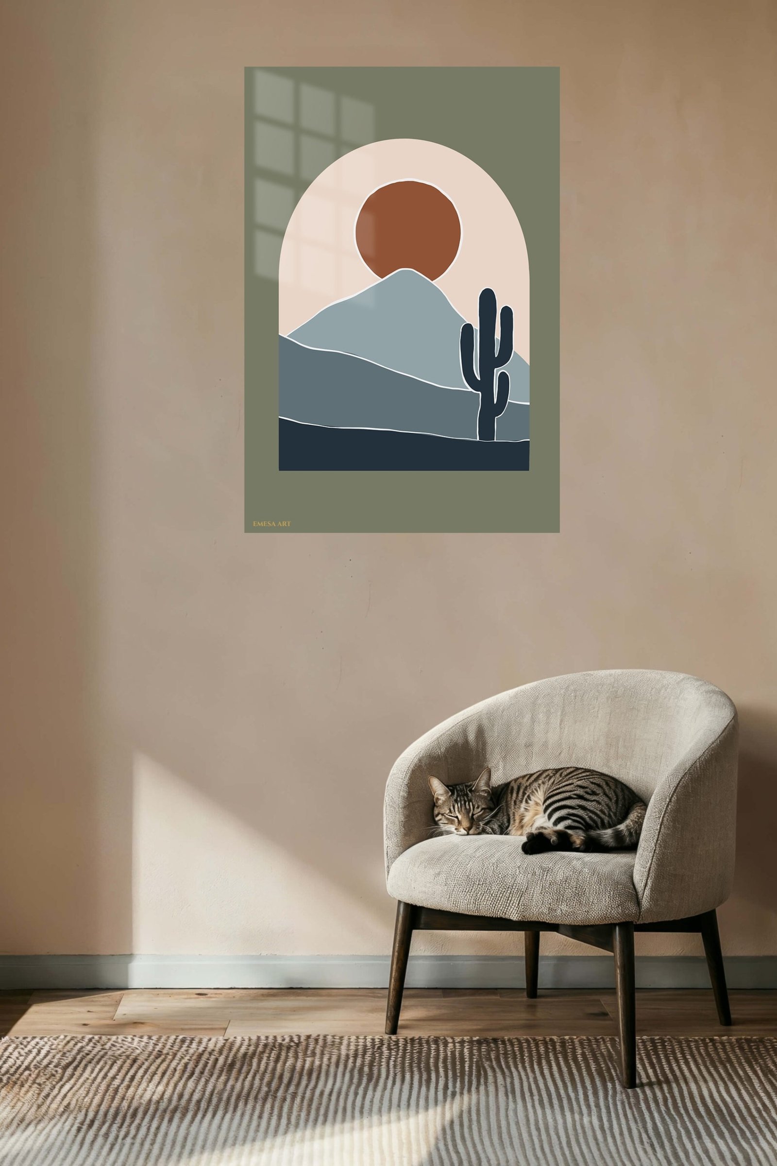 Desert Sun and Cactus metal wall art print, view 5