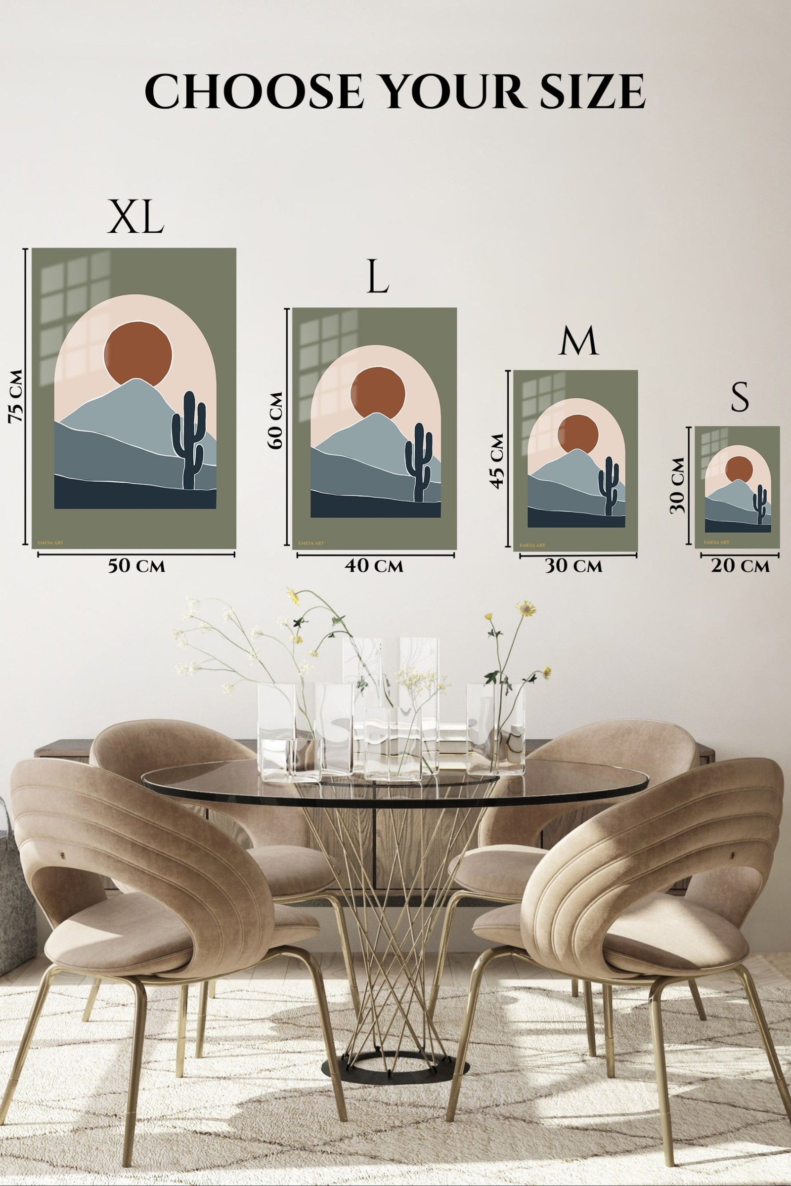 Desert Sun and Cactus metal wall art print, view 6