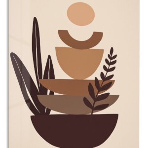 Earthtone Botanical Balance metal wall art print