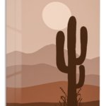 Desert Cactus at Dusk metal wall art print