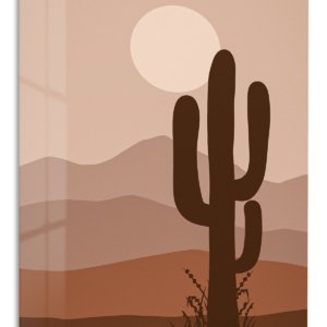 Desert Cactus at Dusk metal wall art print