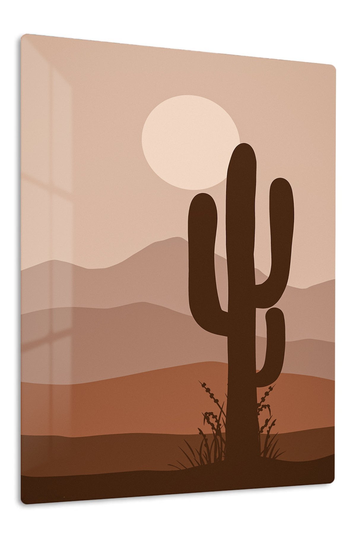 Desert Cactus at Dusk metal wall art print