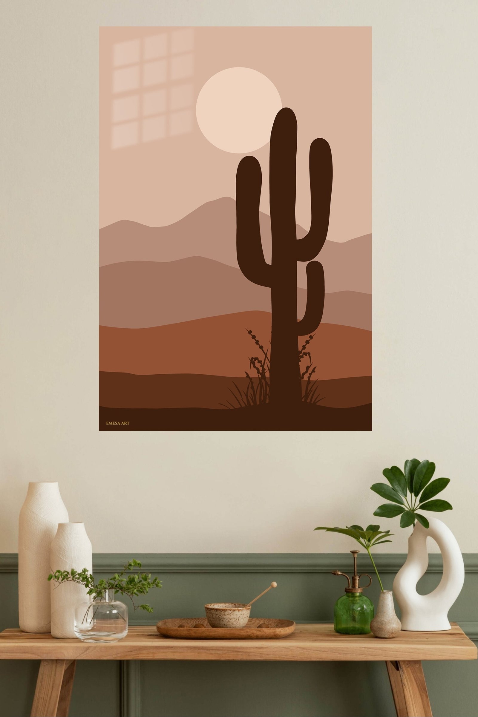 Desert Cactus at Dusk metal wall art print, view 4