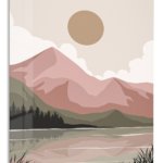 Blush Mountain Lake metal wall art print