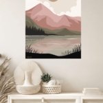 Blush Mountain Lake metal wall art print, view 4