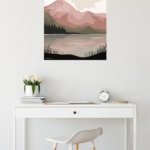 Blush Mountain Lake metal wall art print, view 5