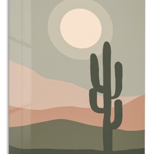 Desert Moon Cactus metal wall art print