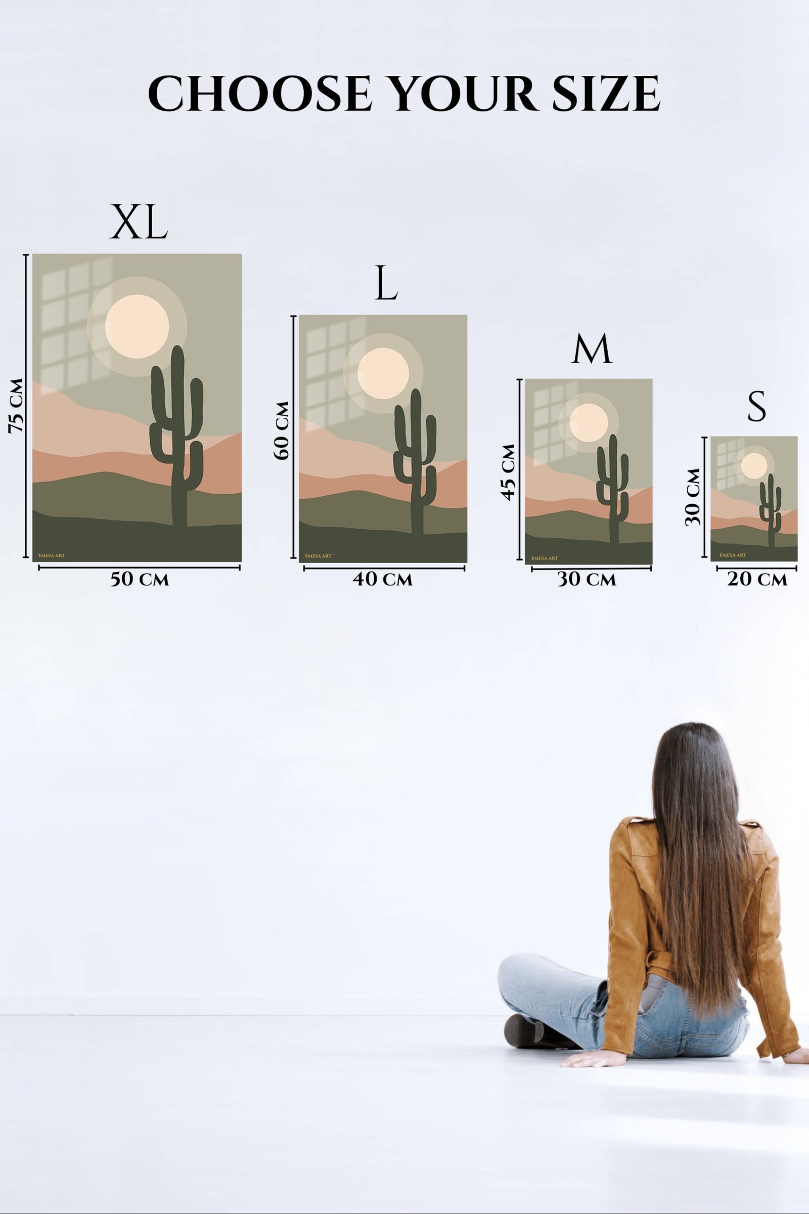 Desert Moon Cactus metal wall art print, view 6