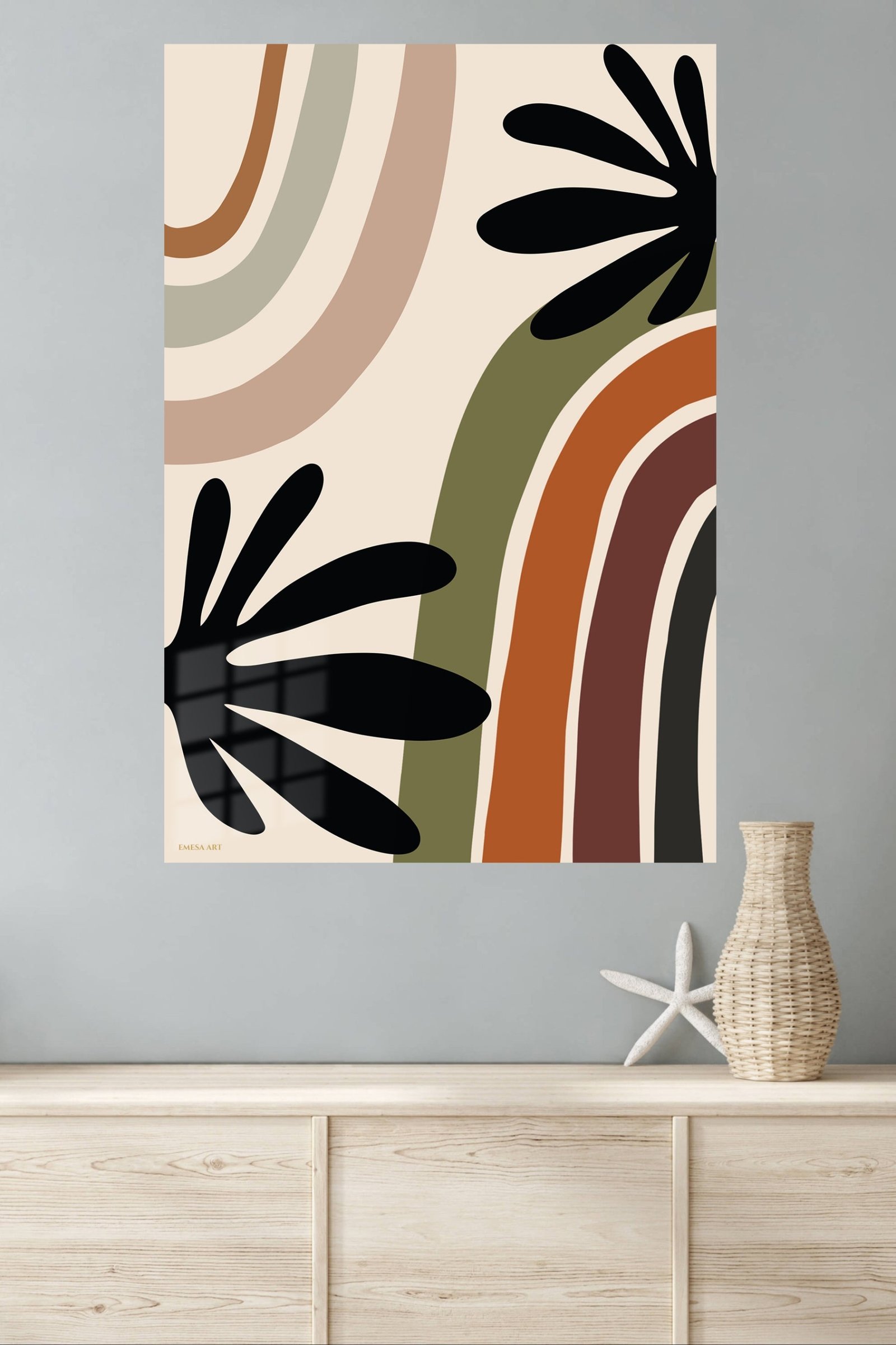Earthtone Botanical Arches metal wall art print, view 4