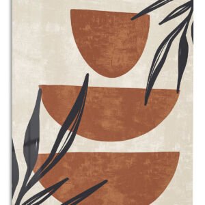 Terracotta Shapes and Botanical Silhouettes metal wall art print