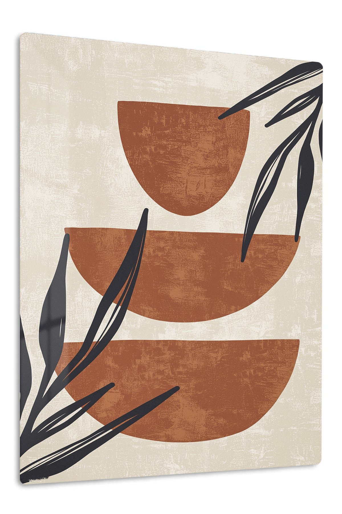Terracotta Shapes and Botanical Silhouettes metal wall art print