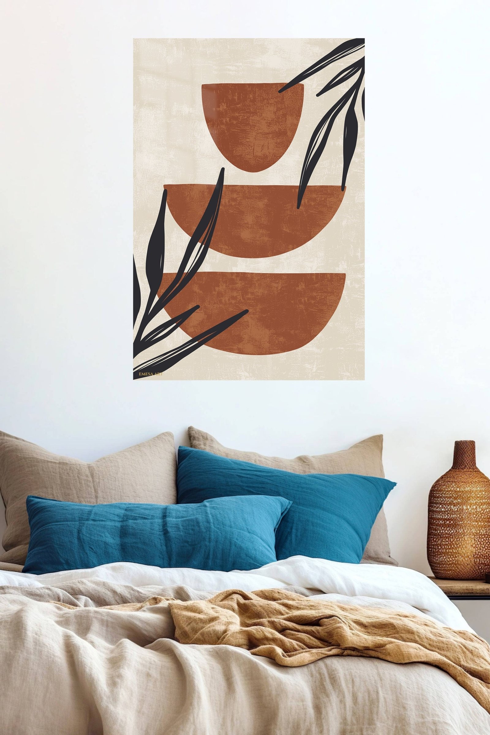Terracotta Shapes and Botanical Silhouettes metal wall art print, view 5