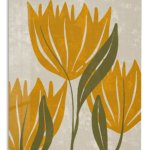 Ochre Botanical Bloom metal wall art print