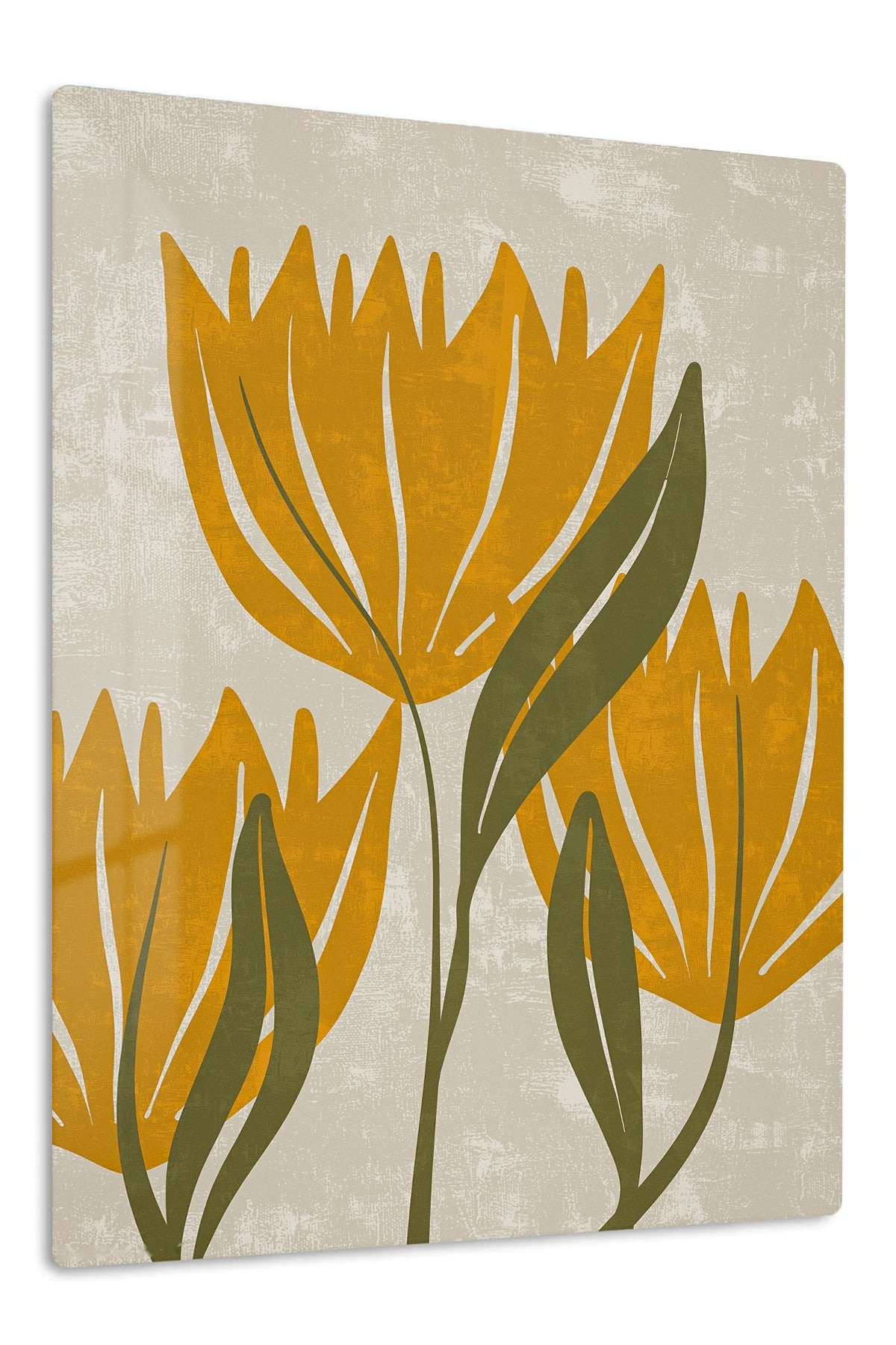 Ochre Botanical Bloom metal wall art print