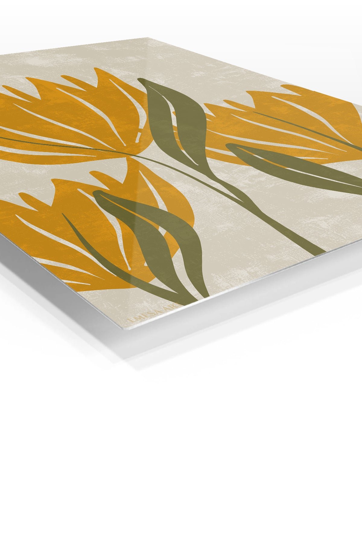 Ochre Botanical Bloom metal wall art print, view 2