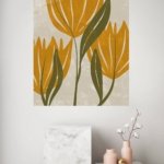 Ochre Botanical Bloom metal wall art print, view 4