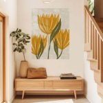Ochre Botanical Bloom metal wall art print, view 5