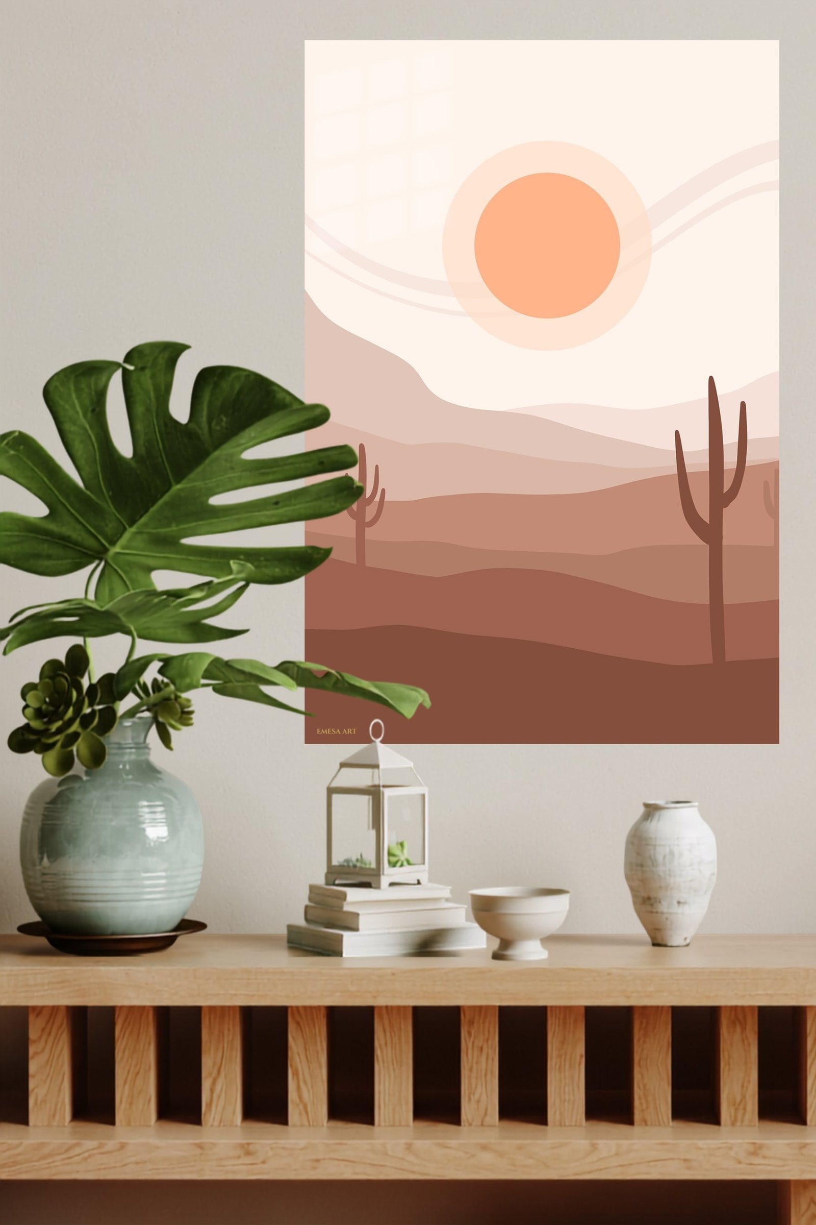 Terracotta Desert Sun metal wall art print, view 4