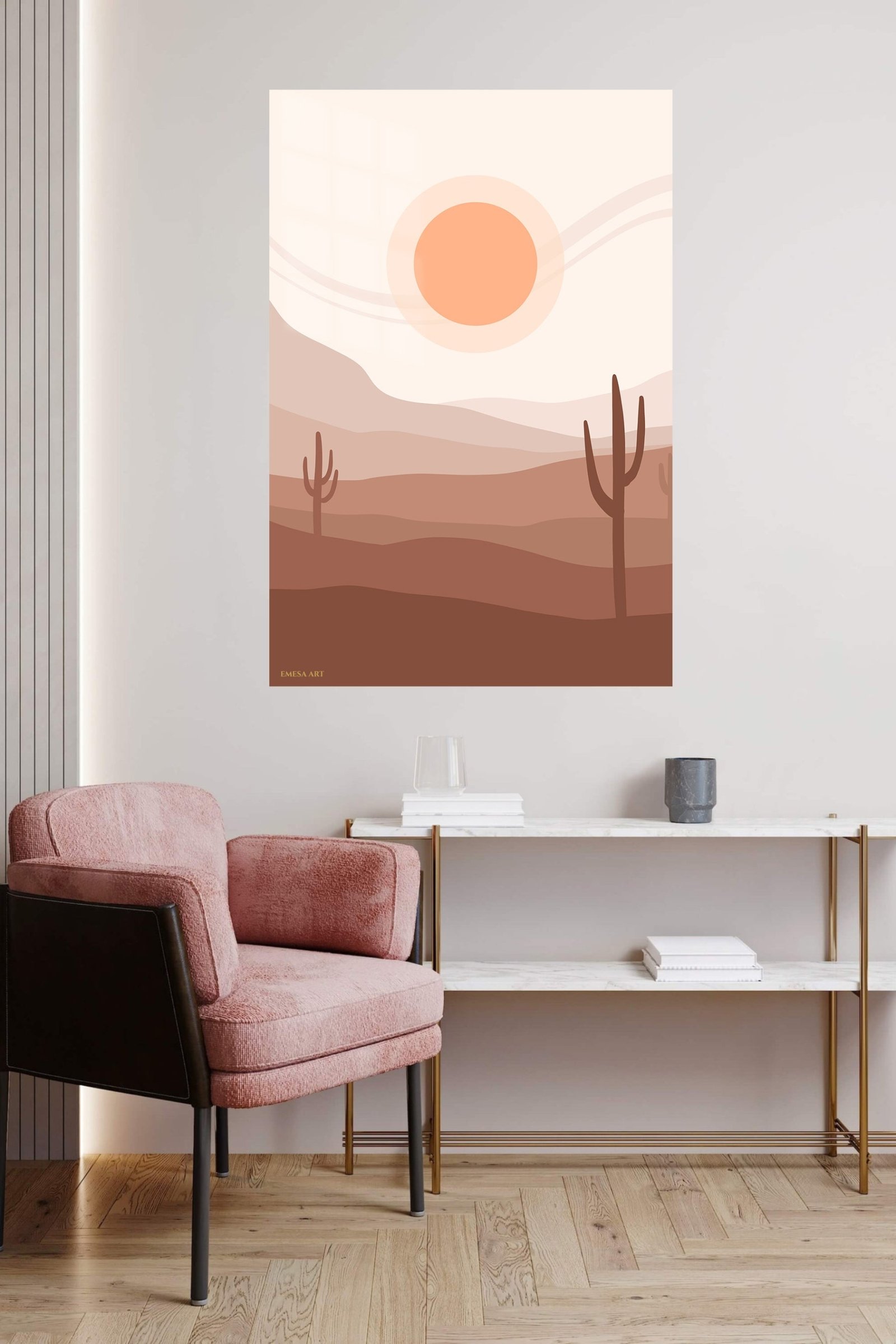 Terracotta Desert Sun metal wall art print, view 5