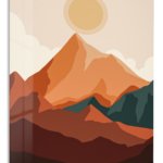 Terracotta Mountain Sunrise metal wall art print