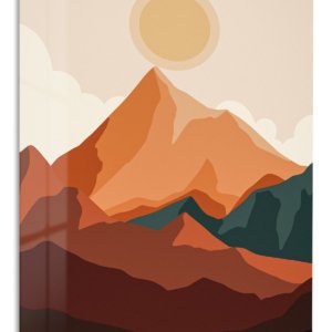 Terracotta Mountain Sunrise metal wall art print