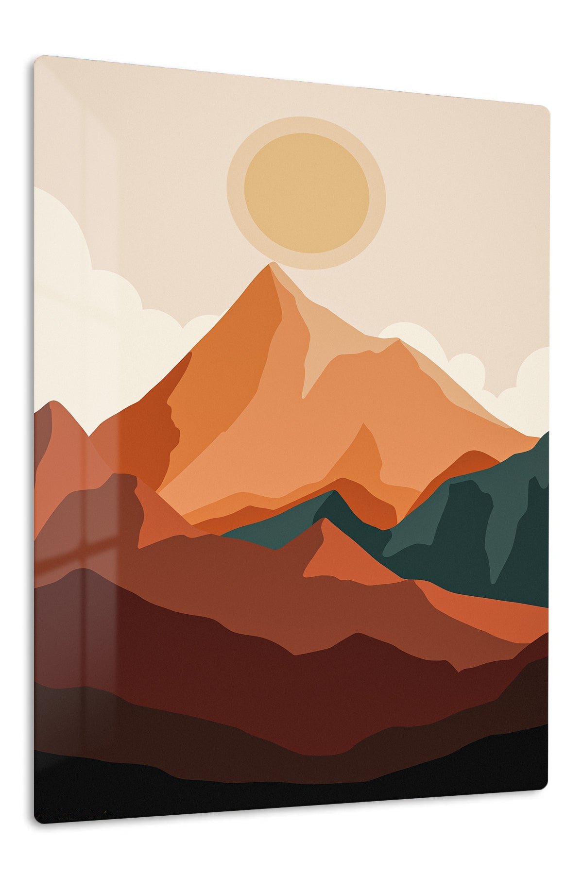 Terracotta Mountain Sunrise metal wall art print