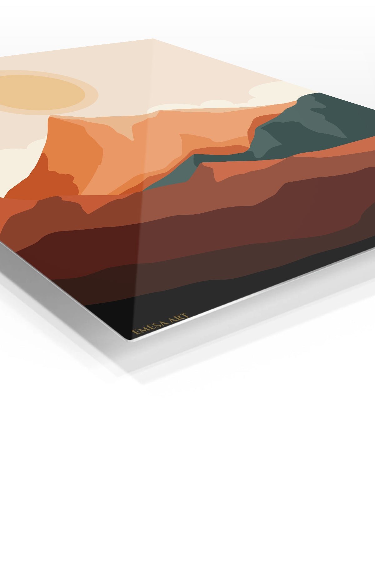 Terracotta Mountain Sunrise metal wall art print, view 2