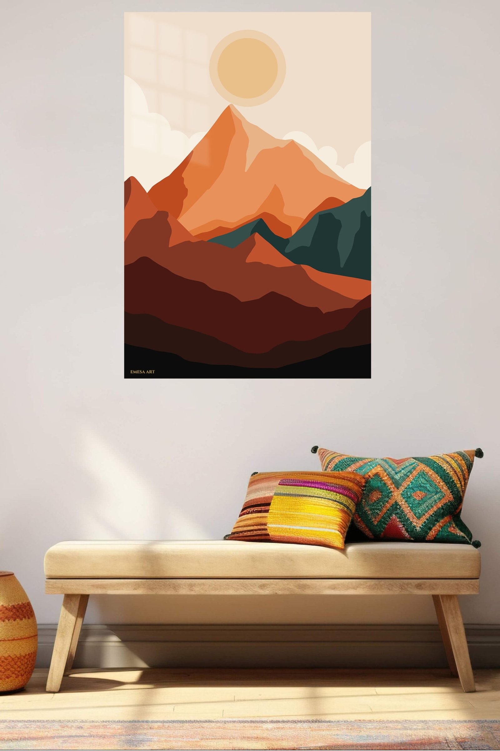 Terracotta Mountain Sunrise metal wall art print, view 5