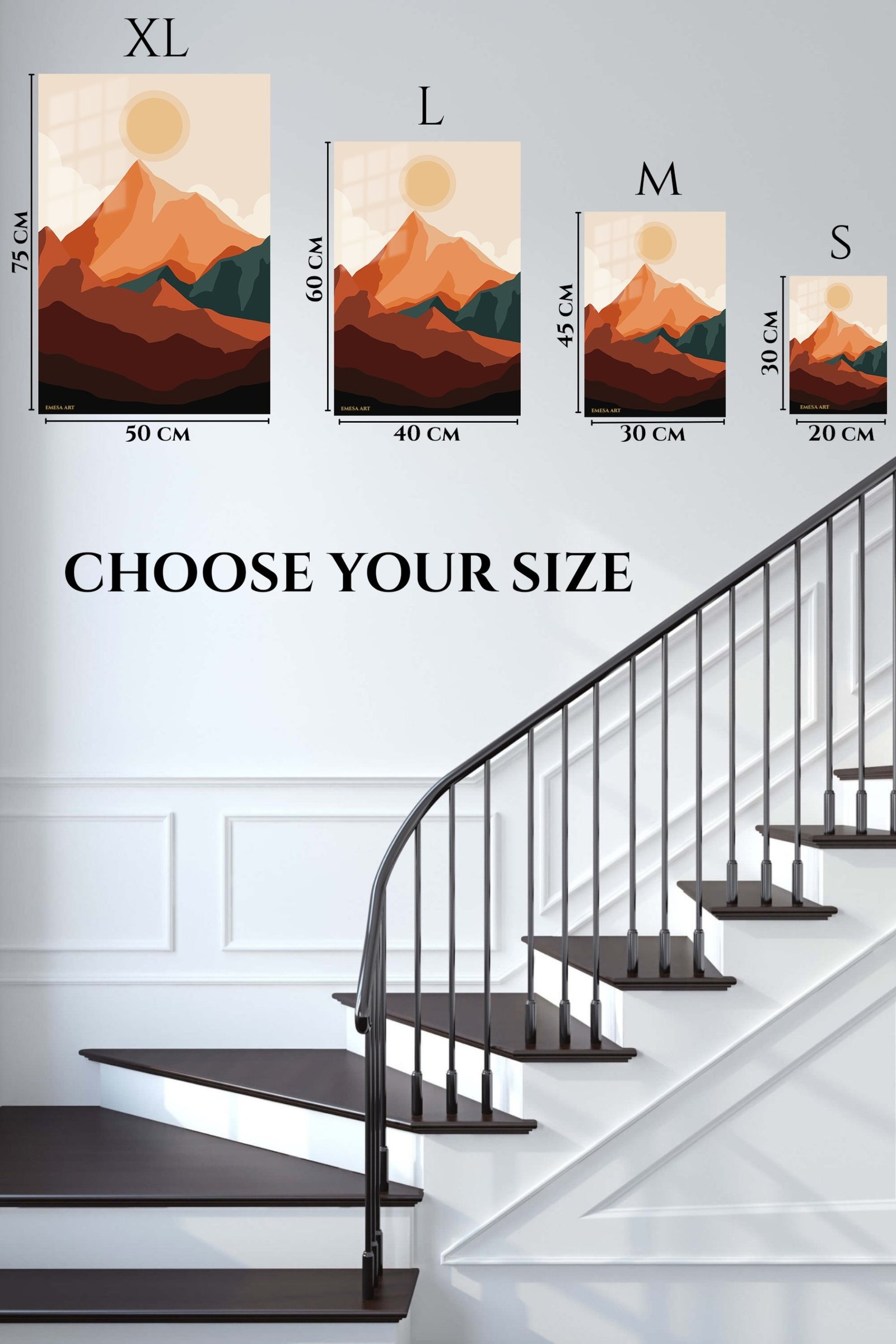 Terracotta Mountain Sunrise metal wall art print, view 6