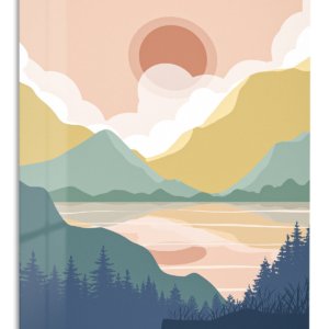 Pastel Mountain Sunrise metal wall art print
