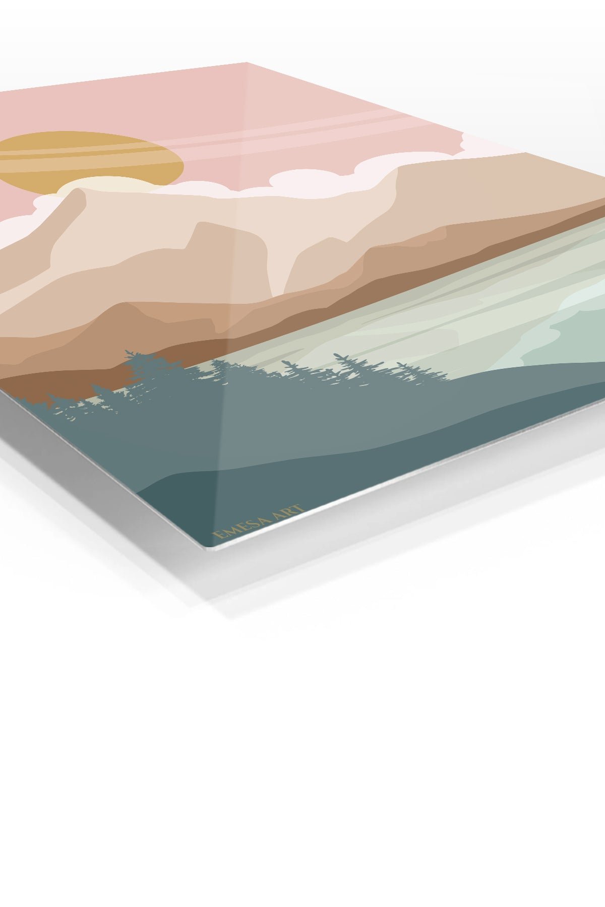 Golden Sun Mountain Valley metal wall art print, view 2
