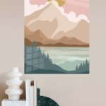 Golden Sun Mountain Valley metal wall art print, view 4