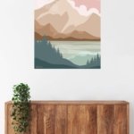 Golden Sun Mountain Valley metal wall art print, view 5