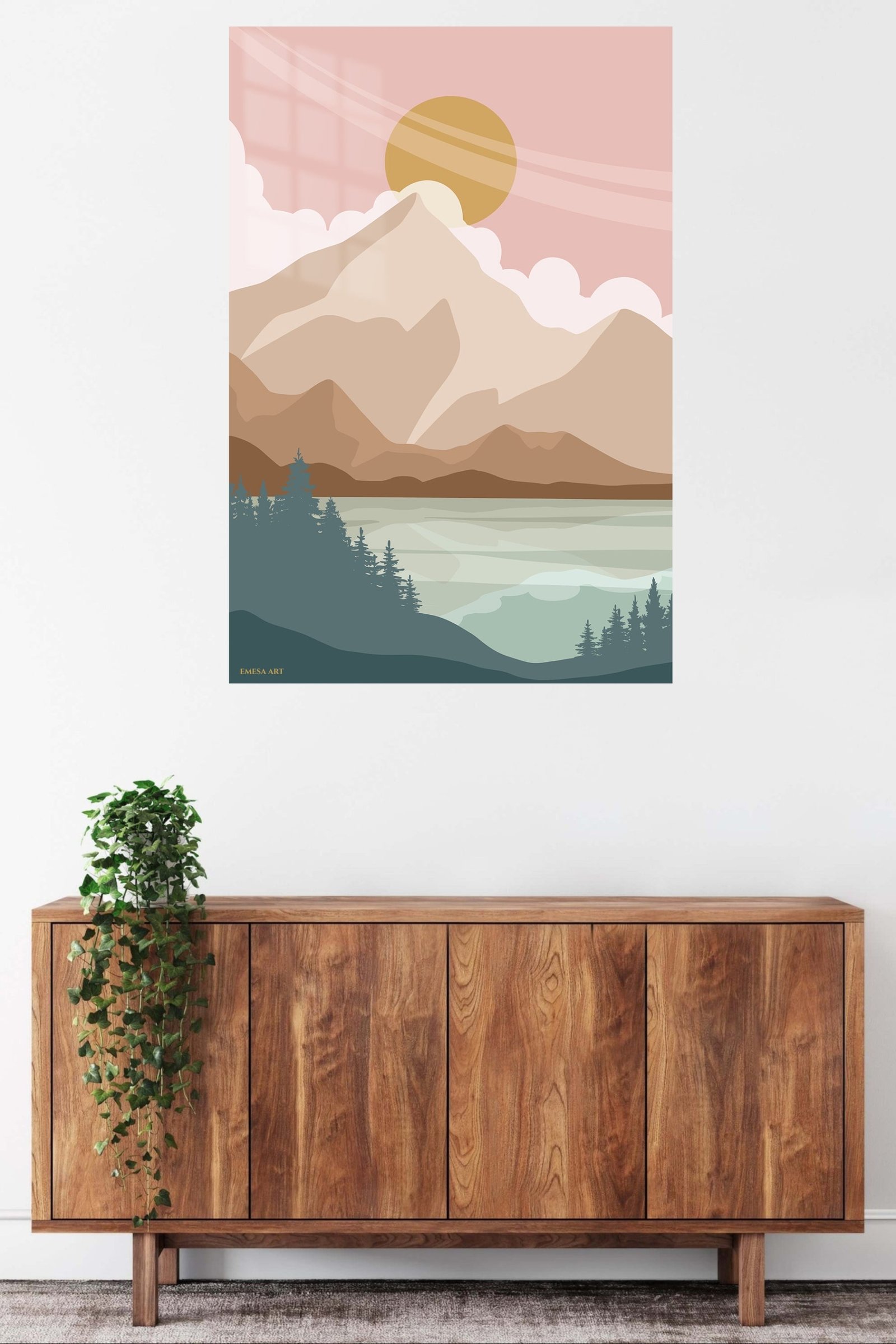 Golden Sun Mountain Valley metal wall art print, view 5