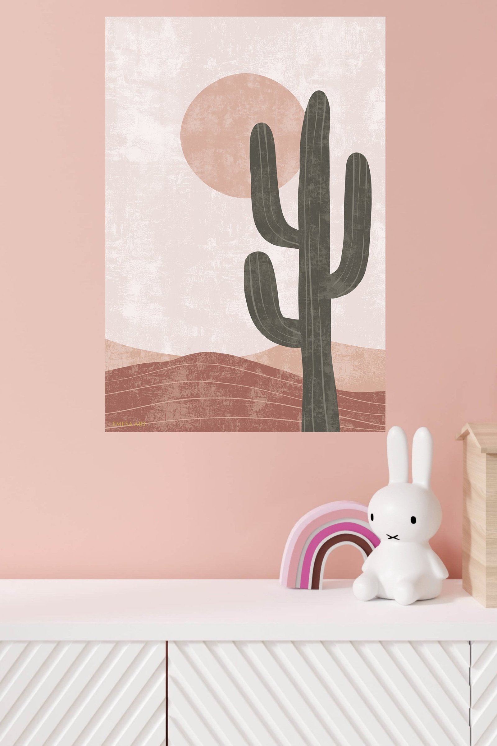 Desert Cactus and Blush Sun metal wall art print, view 4