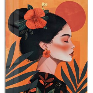 Hibiscus Sunset Portrait metal wall art print