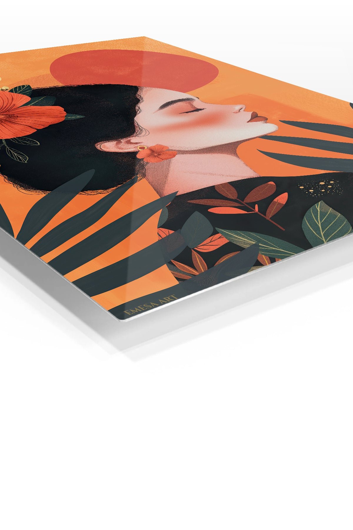 Hibiscus Sunset Portrait metal wall art print, view 2